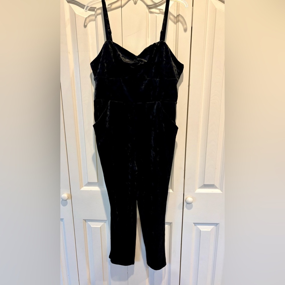 Unique Vintage Black Velvet Jumpsuit